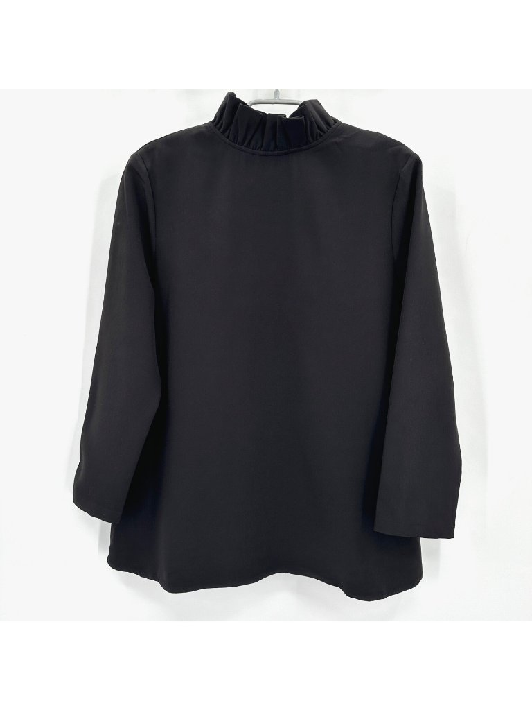 Tuckernuck Black Faye Blouse Size M Nwt Ruffle Stand Collar Swing Style